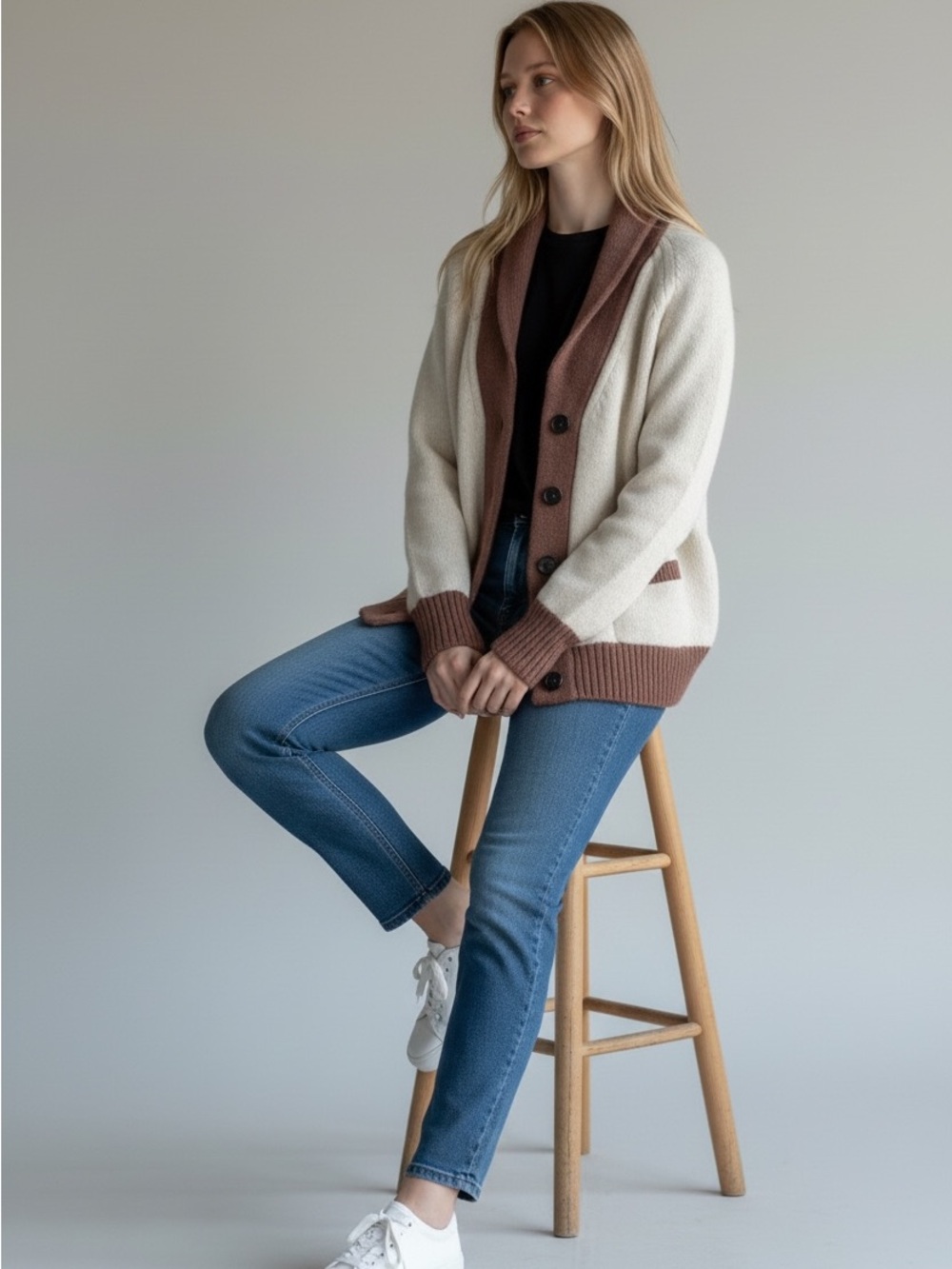J. Crew preppy wool-mohair blend Colorblock shawl collar sweater cardigan. SZ.L.